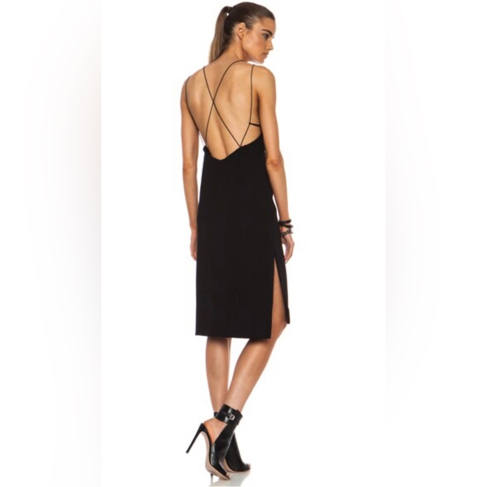 RAG AND BONE Division White/Grey Strappy Low Back High-Low Hem Color-block Dress
